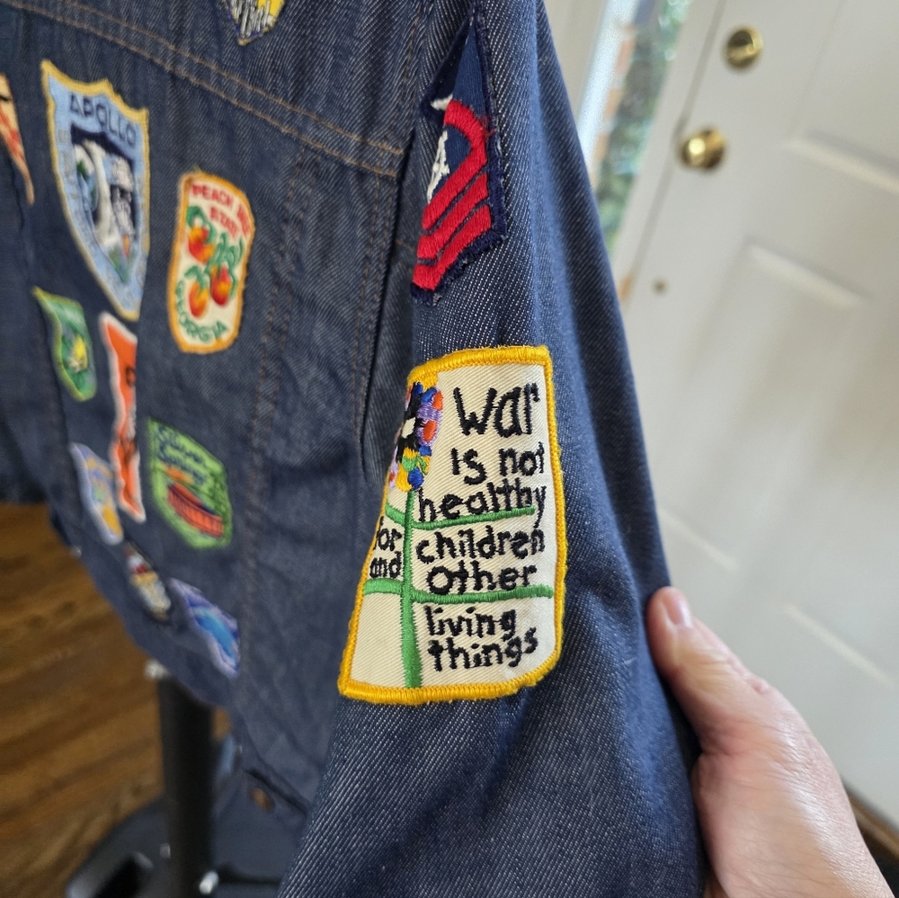 Denim Patchwork Vintage Jacket - Blue - image 4